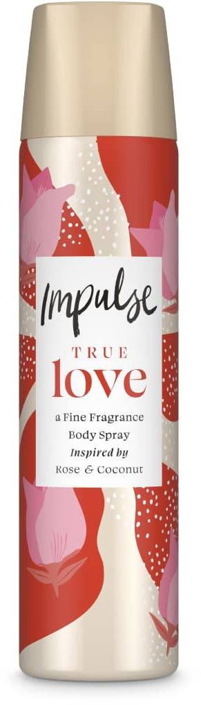 Impulse True Love Deodorant Body Spray Floral Coconut Fragrance 75 ml