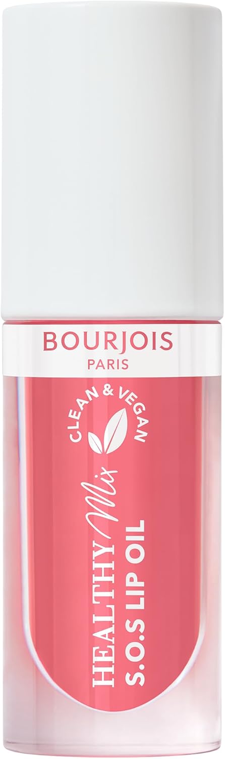 Bourjois Healthy Mix Lip Oil Gloss, High-Shine Pink Passion, Vegan