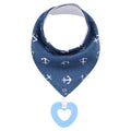 Little Story Organic Cotton Bandana Drool Bibs with Silicone Teether, 2 Pack, Anchors