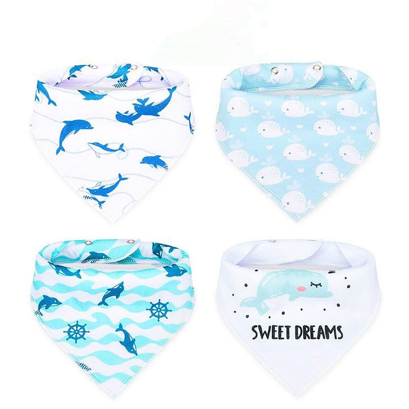 Little Story Bandana Drool Bibs Set of 4, Organic Cotton, Pirates, 3-24 Months