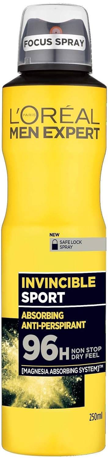 L'Oreal Paris Men Expert Invincible Sport Deodorant Spray Magnesium Complex Fresh-Woody Fragrance 250 ml