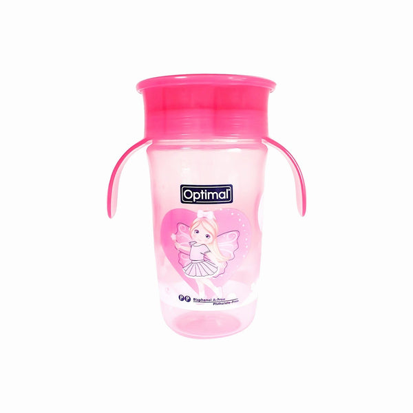 Optimal 360 Training Cup Easy-Grip Handle Spill-Resistant Pink 320ml