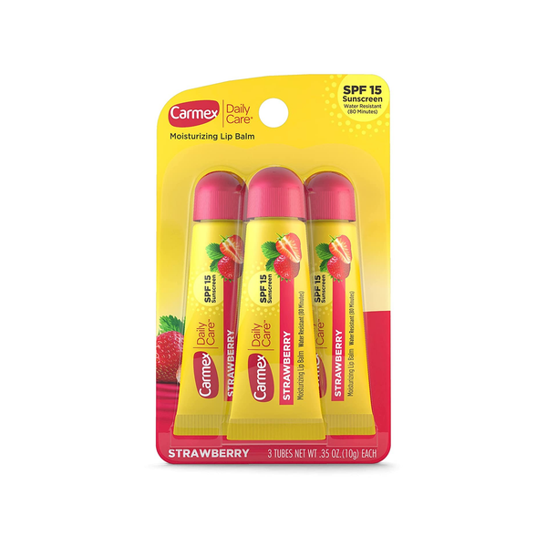 Carmex Strawberry Lip Balm Moisturizing Protective Formula 3-Pack