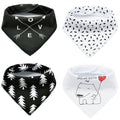 Little Story Bandana Drool Bibs Set of 4, Love Designs, Organic Cotton and Fleece