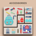 Little Story Nurse Pretend Play Toy Set School Bag 3-in-1, 23 Pieces, Blue