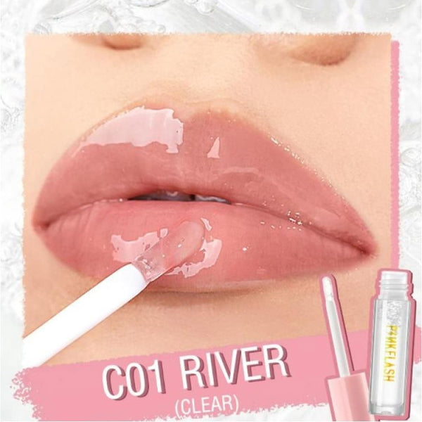 Pink Flash C01 Sheer Lip Gloss, Glassy Shine, Moisturizing Formula, Long-Lasting Wear