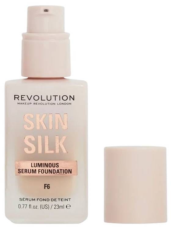 Makeup Revolution Skin Silk Serum Foundation Satin Finish Hyaluronic Acid Peptides F6 23 ml