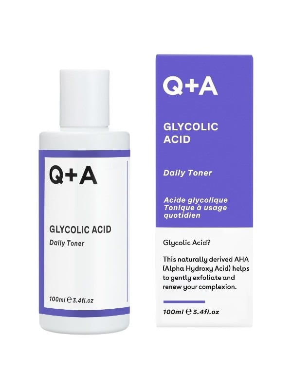 Q+A Glycolic Acid Daily Facial Toner Lightweight Exfoliating Formula 100 ml