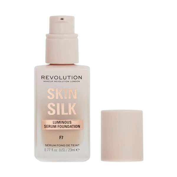 Makeup Revolution Skin Silk Serum Foundation Satin Finish Hyaluronic Peptide Complex F7 23 ml
