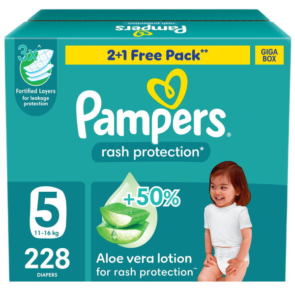 Pampers Baby Dry Taped Diapers Size 5 11-16 kg Giga Box 228 Count
