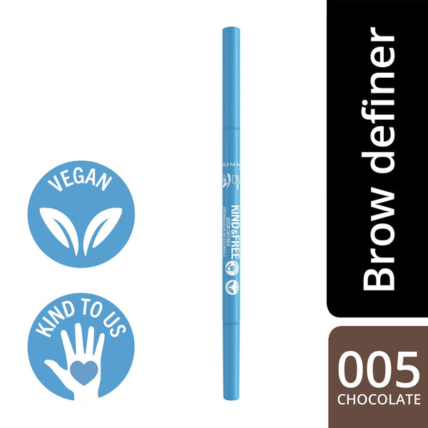 Rimmel Kind & Free Dual-Ended Brow Definer Pencil Vegan Chocolate Brown