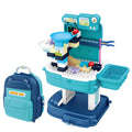 Little Story Theme Park Block Toy Set With Slide, Role Play School Bag, 52 Pieces, Blue