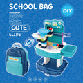 Little Story Theme Park Block Toy Set With Slide, Role Play School Bag, 52 Pieces, Blue