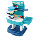Little Story Theme Park Block Toy Set With Slide, Role Play School Bag, 52 Pieces, Blue