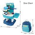 Little Story Theme Park Block Toy Set With Slide, Role Play School Bag, 52 Pieces, Blue