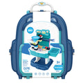 Little Story Theme Park Block Toy Set With Slide, Role Play School Bag, 52 Pieces, Blue