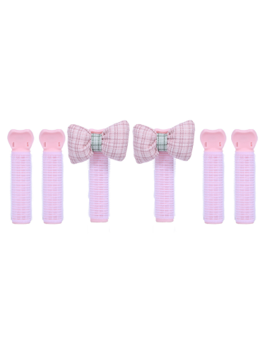 Pretty Hair Root Lifting & Curling Clips Bow Detail Pink 6 Pieces