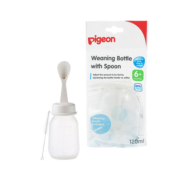 Pigeon Weaning Feeding Bottle with Soft Silicone Spoon BPA-Free +6 Months 120ml