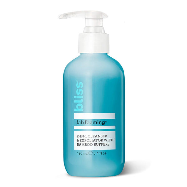 Bliss Fab Foaming 2-in-1 Cleanser & Exfoliator Gel with Bamboo Buffers, Plumeria Scent, 190 ml