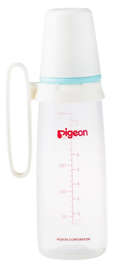 Pigeon Nursing Feeding Bottle With Handle, Plastic Peristaltic Nipple, 240 ml