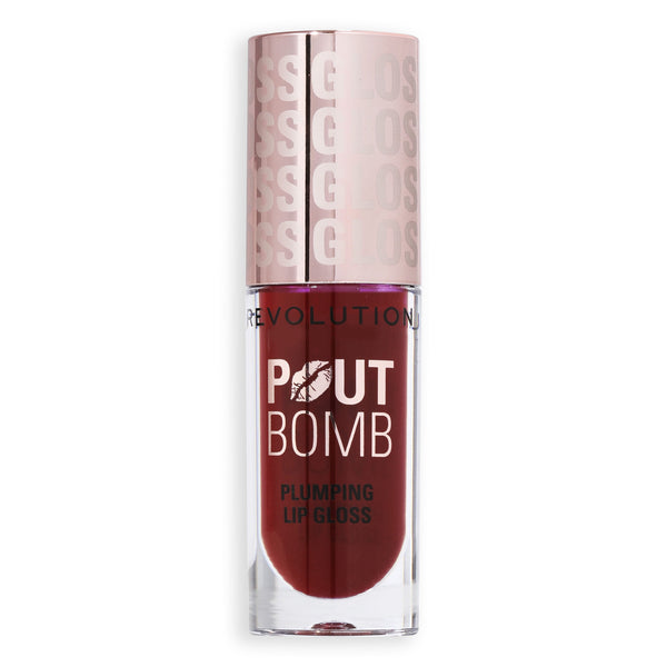 Makeup Revolution Pout Bomb Lip Gloss High-Shine Peptide Formula Jelly Berry Mauve