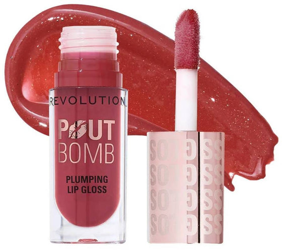 Makeup Revolution Pout Bomb Plumping Gloss Soft Tingle Mirror Shine Wild Mauve Pink