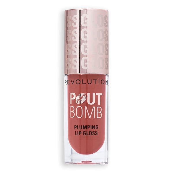 Makeup Revolution Pout Bomb Plumping Lip Gloss Mirror Shine Melba Warm Peach
