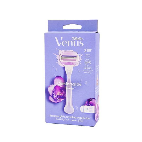 Gillette Venus ComfortGlide Women's Razor Ergonomic Handle 3 Blades Moisturizing Strips + 2 Blades