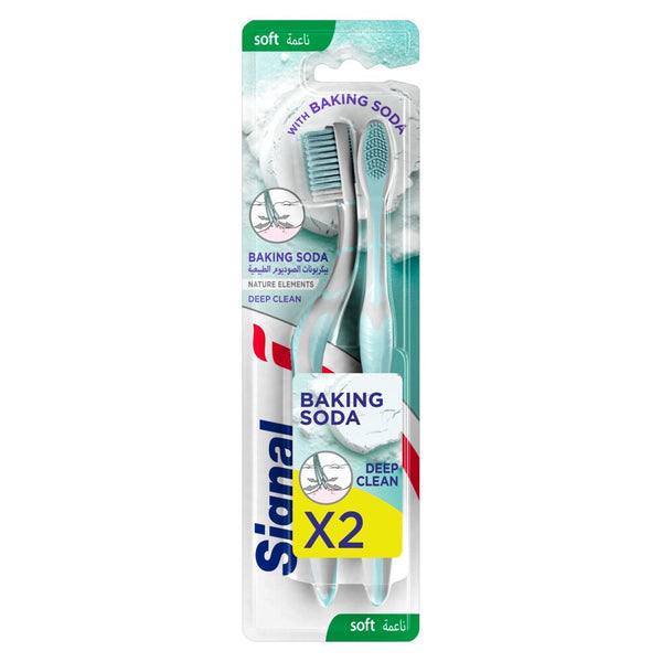 Signal Nature Elements Complete 8 Toothbrushes, Baking Soda Infused, 2 Pieces