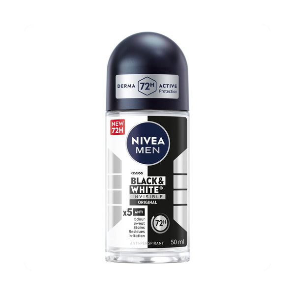 NIVEA Men Invisible Black & White Original Roll-On Deodorant 48-Hour Protection 50ml