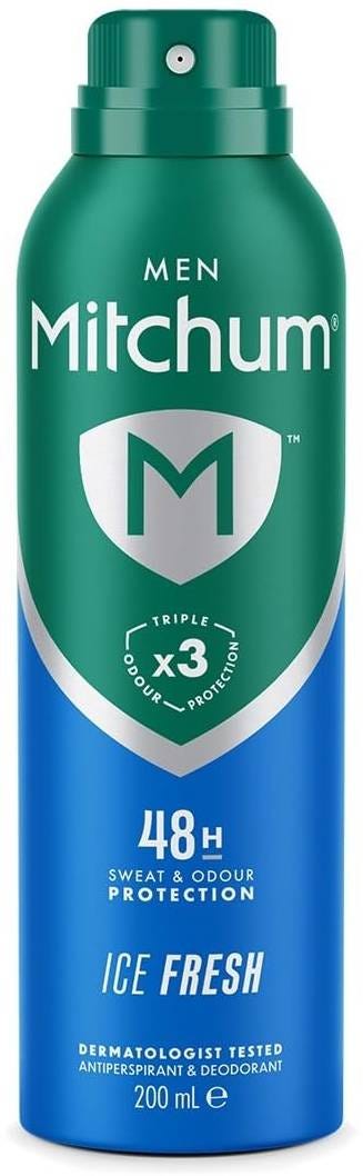 Mitchum Ice Fresh Deodorant Spray for Men, Triple Odor Defense, 48h, 200 ml