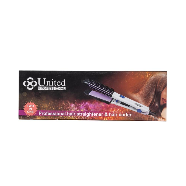 United Professional 2-in-1 Hair Straightener and Curler, Fast-Heating Styling Tool