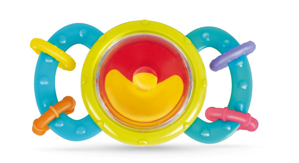 Hola Rocking Activity Rattle Teether Toy with Textured Loops and Sensory Beads