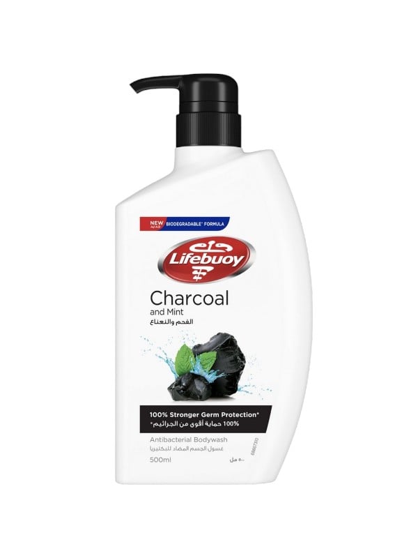 Lifebuoy Charcoal & Mint Antibacterial Body Wash Silver Formula 500 ml