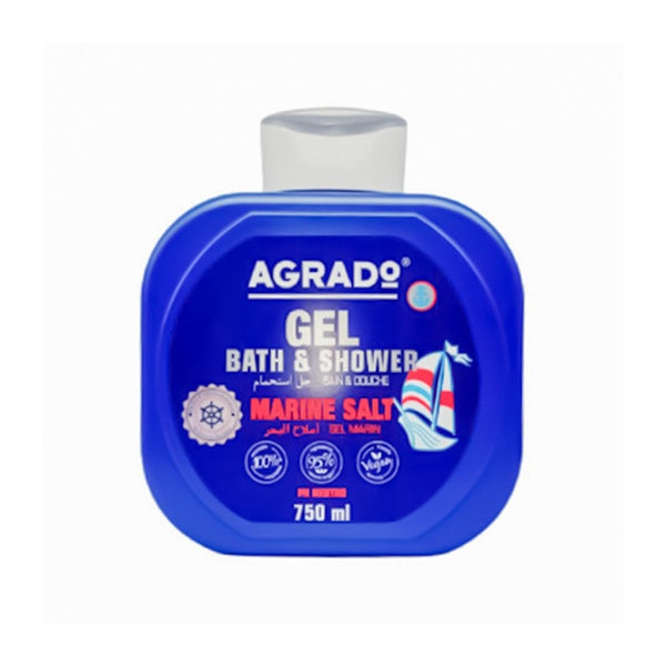 Agrado Marine Salt Gel Bath & Shower Cleanser, Refreshing Marine Scent, 750 ml