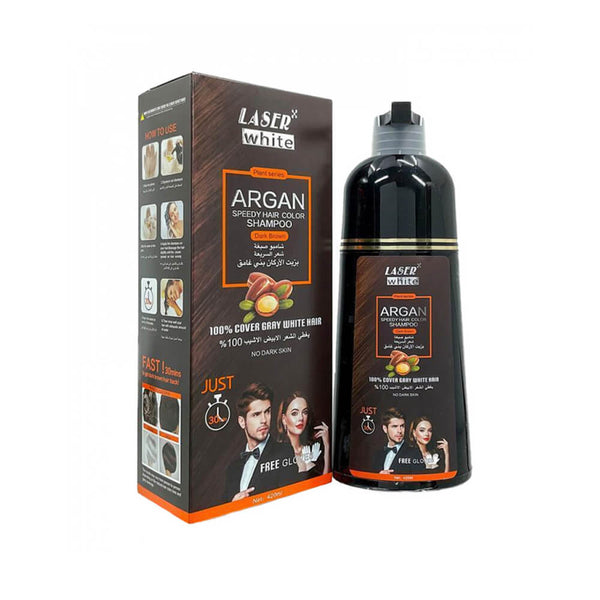 Laser White Dye Shampoo Dark Brown with Argan Oil, 420 ml