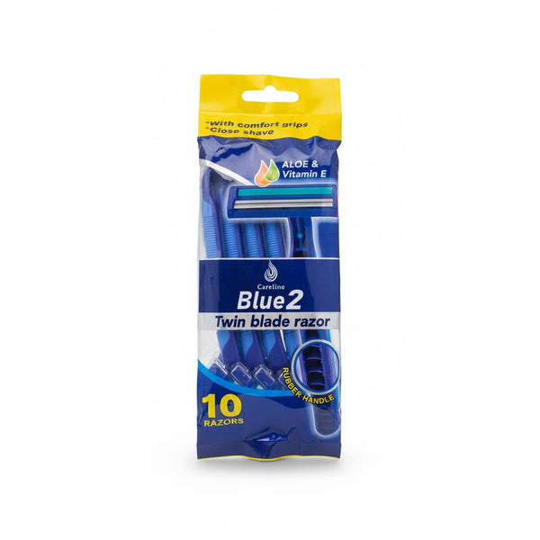 Careline Blue 2 Razor Blades Aloe Vera Vitamin E 10 Pieces