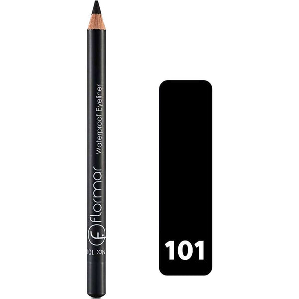 Flormar Waterproof Eyeliner Pencil 101 Black Vitamin E Smudge-Proof