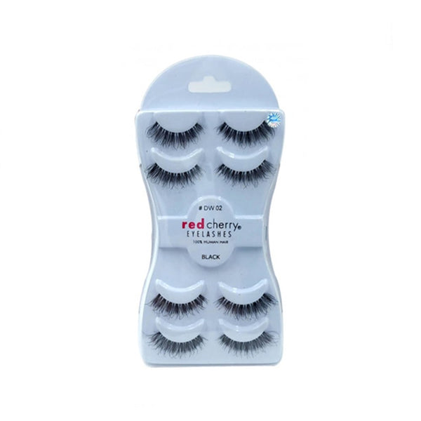 Red Cherry Eyelash Set DW 02 Black Natural Human Hair 4 Pairs