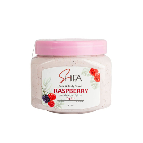 Shifa Face and Body Scrub with Raspberry, Gentle Exfoliating Skin Cleanser, 300 ml