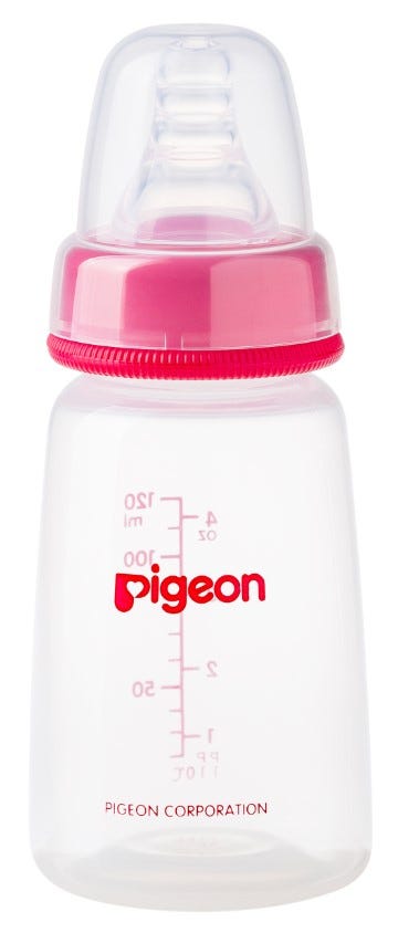 Pigeon Nursing Bottle Plastic Peristaltic Nipple BPA-Free Clear 120 ml