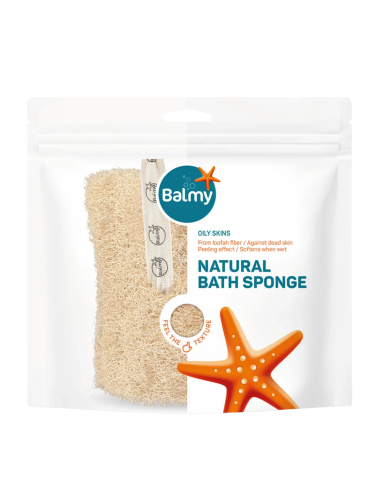 Balmy Natural Bath Sponge Loofah Exfoliating Body Scrub Sponge with Handling Strap