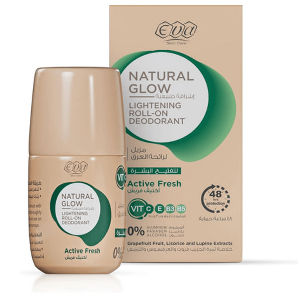 Eva Skin Care Natural Glow Roll-On Deodorant Brightening Vitamins 60 g