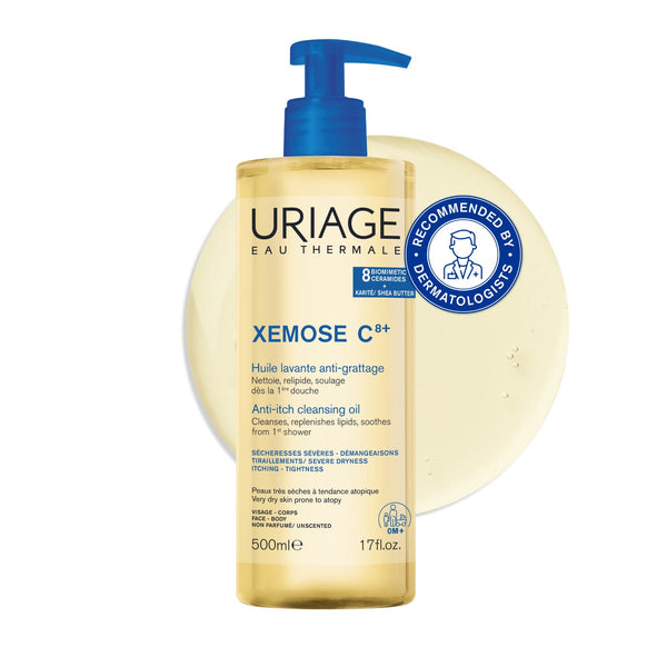 Uriage Xemose C8+ Cleansing Soothing Oil Face and Body Wash for Dry Skin