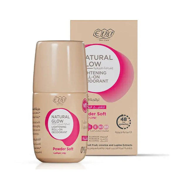 Eva Skin Care Glow Powder Soft Roll-On Deodorant Brightening Vitamins 60 g