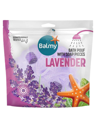 Balmy Lavender Scented Soap-Filled Bath Mesh Sponge