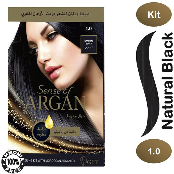 Argan Hair Coloring Oil Kit No-Ammonia Formula Natural Black 1.0