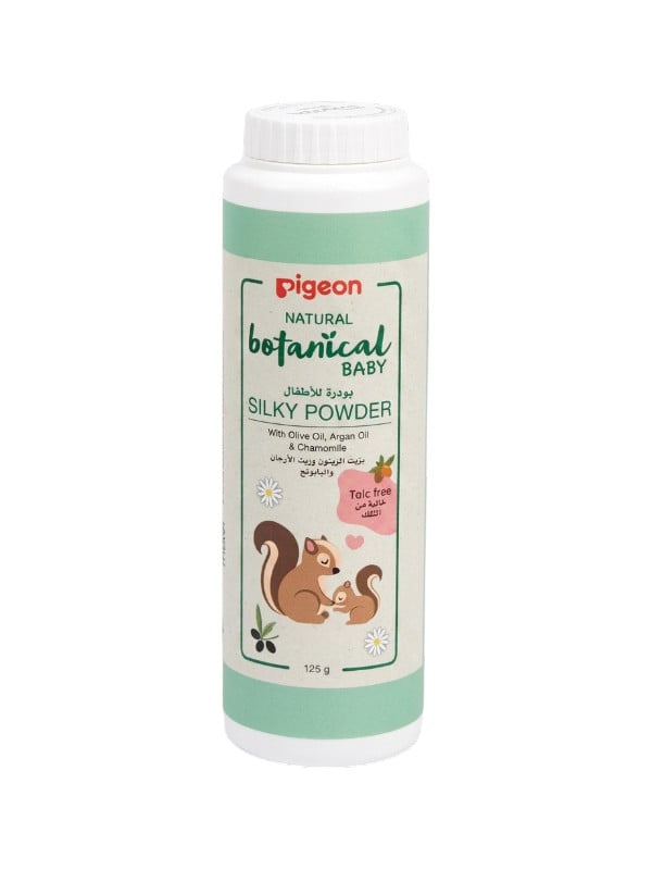 Pigeon Natural Botanical Baby Powder Talc-Free Olive Argan Oils Chamomile 125 g