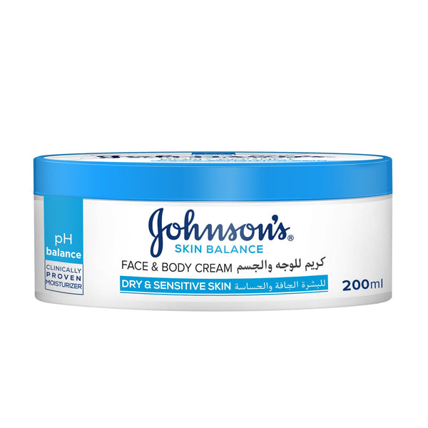 Johnson's Skin Balance Face and Body Cream, Rich Hydrating Formula for Dry and Sensitive Skin