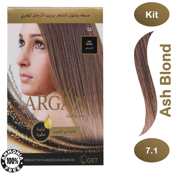 Argan Hair Coloring Oil Kit Ash Blonde 7.1 No-Ammonia Formula